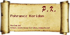 Pohrancz Koridon névjegykártya